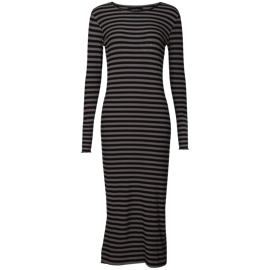 NATALIA LS DRESS BLACK DARK GREY STRIPE